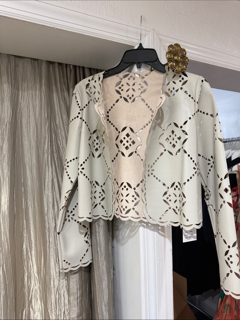 J.society Laser-Cut Scalloped Jacket in Pale Mint